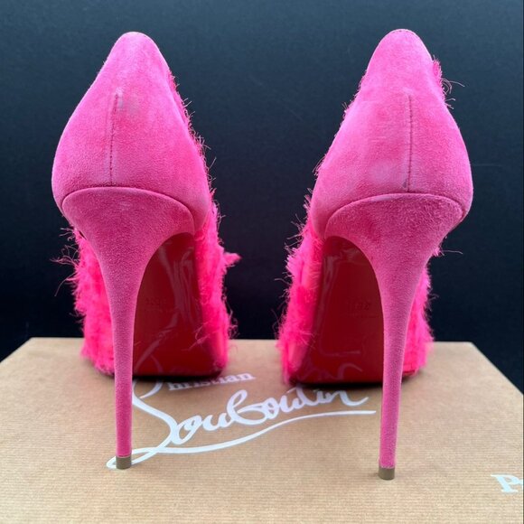 CHRISTIAN LOUBOUTIN TOUFROU FLORAL EMBROIDED VELVET HEELS PINK - Picture 6 of 7